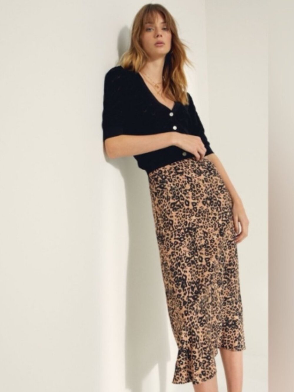 Aritzia Wilfred Amelie leopard print skirt